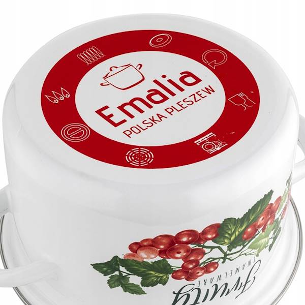 Garnek emaliowany KALINA 22cm z pokrywą EMALIA POLSKA PLESZEW