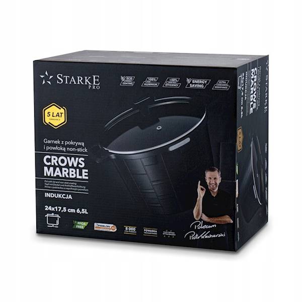 Garnek aluminiowy wysoki STARKE PRO Crows Marble 6,5 L