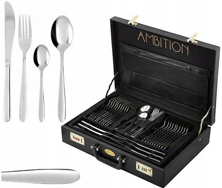 Komplet Sztućców ROMA 72 el. AMBITION 83915 – Stal Nierdzewna, Mycie w Zmywarce