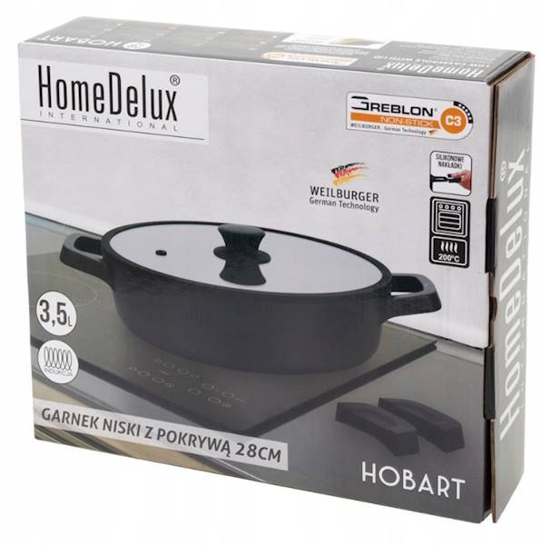 Garnek niski HOBART 28cm z pokrywą  HomeDelux HD12464