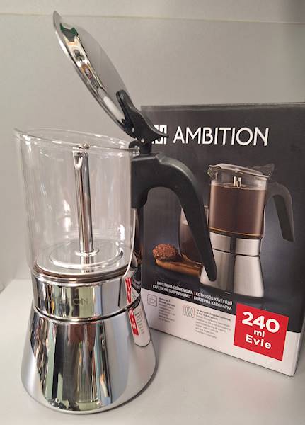 Kawiarka szklana Evie 240 ml Ambition – elegancka kawiarka na indukcję do aromatycznego espresso