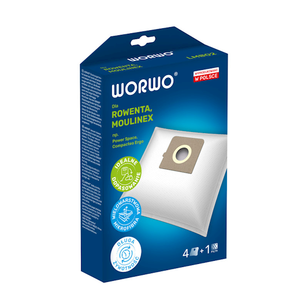 Worki Worwo LMB02 do odkurzaczy LG, Blue Sky, Extron – 4 szt. | Filtracja mikrowłókninowa