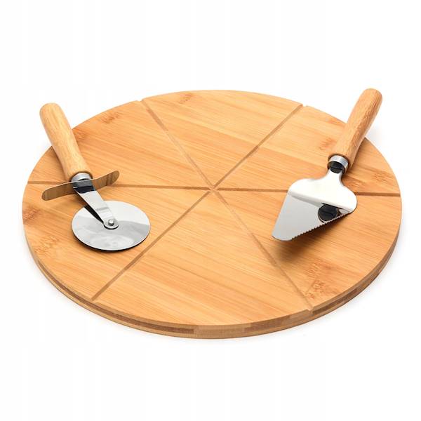Tadar – zestaw do pizzy z deską bambusową, radełkiem i łopatką 33 cm