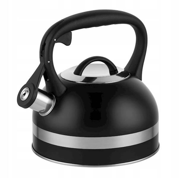 Czajnik stalowy Florina Delux Black 1,8 l z gwizdkiem – na indukcję