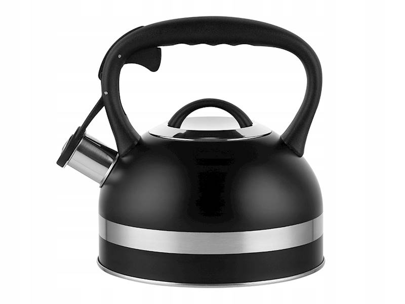 Czajnik stalowy Florina Delux Black 1,8 l z gwizdkiem – na indukcję