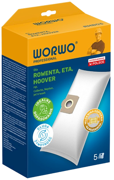 Worki do odkurzacza WORWO RMB03 – komplet 5 szt. | Mikrowłóknina, wysoka filtracja
