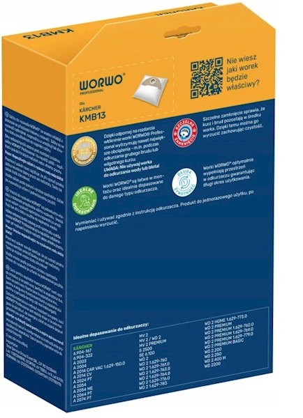Worki do odkurzacza WORWO KMB13K – komplet 5 szt. | Mikrowłóknina