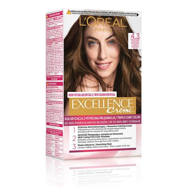 LOREAL EXCELLENCE CREME 4.3 ZŁOCISTY BRĄZ
