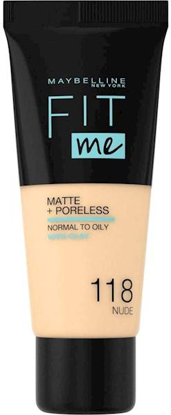 MAYBELLINE FIT ME MATTE+ PORALESS 118-NUDE