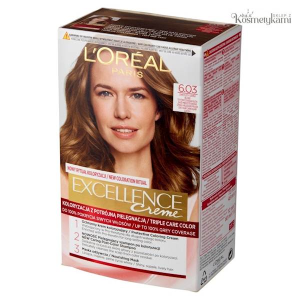 LOREAL EXCELLENCE CREME 6.03-ŚWIETLISTY CIEMNY BRĄ