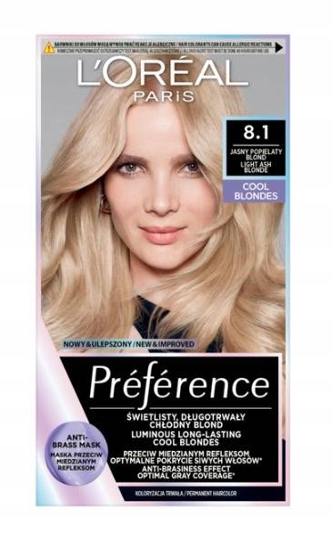 LOREAL PREFERENCE 8.1 JASNY POPIELATY BLOND 