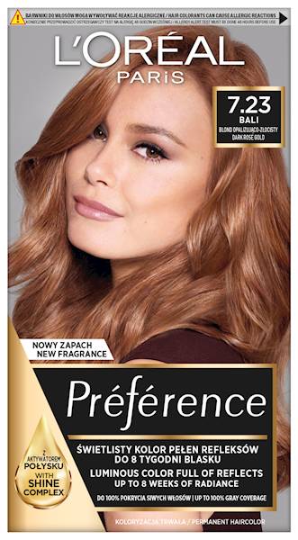 LOREAL PREFERENCE 7.23-BLOND OPALIZUJĄCO ZŁOCISTY
