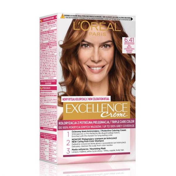 LOREAL EXCELLENCE CREME 6.41-JASNY BURSZTYNOWY BRĄ