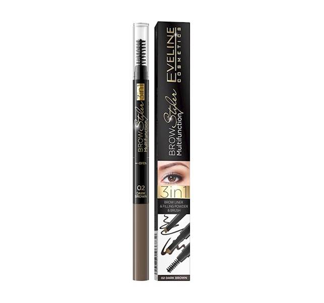EVELINE BROW STYLE MULTIFUNCTION 3W1 02-DARK BROWN