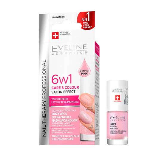 EVELINE 6W1 ODŻYWKA DO PAZNOKCI SHIMMER PINK 5 ML