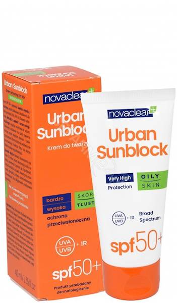 NOVACLEAR URBAN SUNBLOCK 50 SPF KREM SKÓRA TŁUSTA.