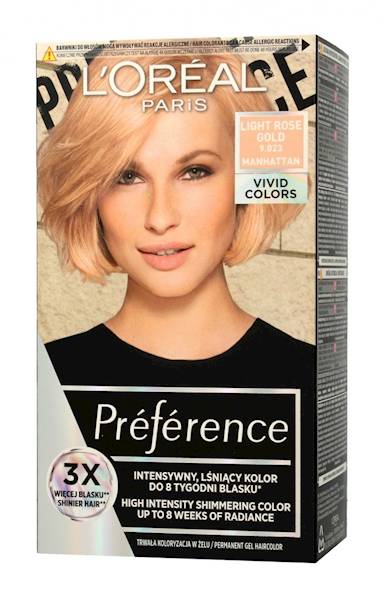 LOREAL PREFERENCE FARBA LIGHT ROSE GOLD 9.023