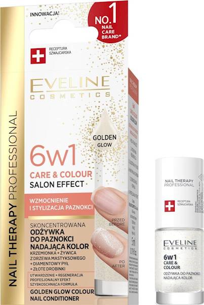 EVELINE 6W1 GOLDEN GLOW ODŻYWKA DO PAZNOKCI 5 ML