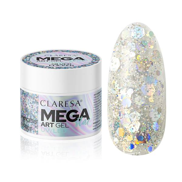 CLARESA MEGA STAR ART GEL SILVER FLICKER 10 G