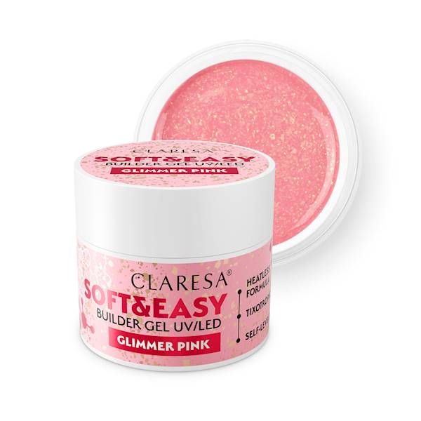 CLARESA SOFT&EASY BUILDER GEL GLIMMER PINK 45 G