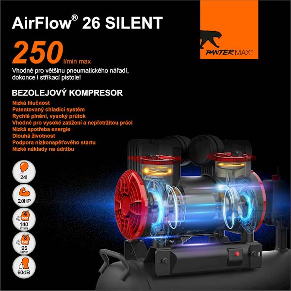 Kompresor bezolejowy PANTERMAX®AirFlow® 26 SILENT