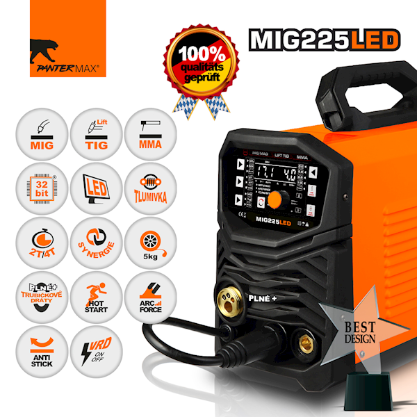 PANTERMAX® MIG225LED spawarka MIG/TIG/MMA