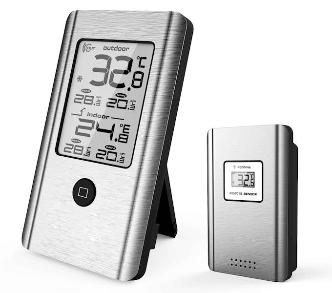 Termo higrometr w srebrnej obudowie - 225