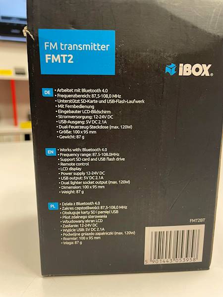 i-BOX FM Transmitter FMT2 BT 4.0 2 x USB 12/24V
