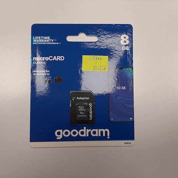 Karta pamięci GOODRAM microSDHC 8GB Class4+adapter