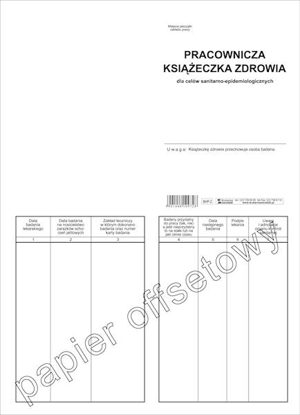 Książeczka zdrowia A6 BHP-2