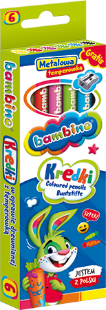 Kredki  6 kolorów JUMBO BAMBINO drew
