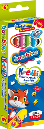 Kredki  6 kolorów JUMBO BAMBINO drew