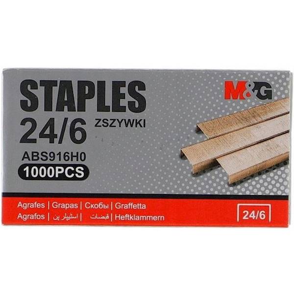 Zszywki 24/6 M&G STAPLES miedziane 