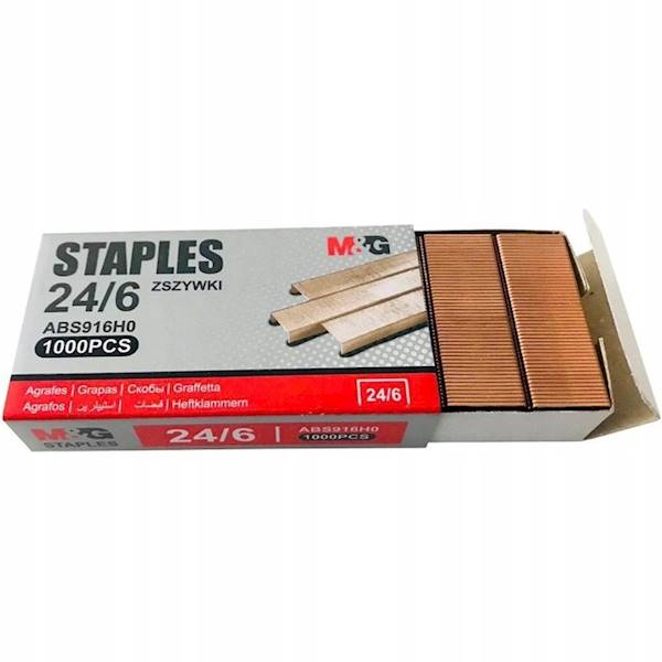 Zszywki 24/6 M&G STAPLES miedziane 