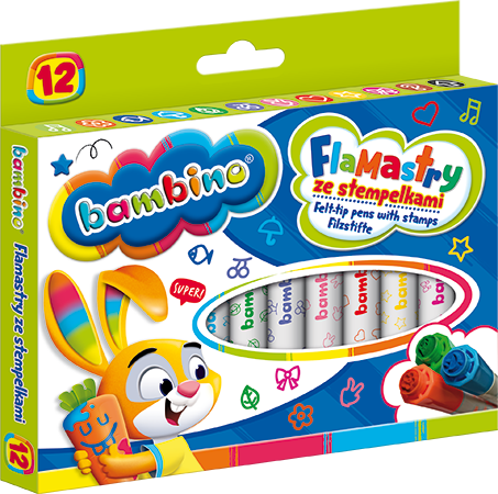 Flamastry 12 kol. BAMBINO ze stempelkami