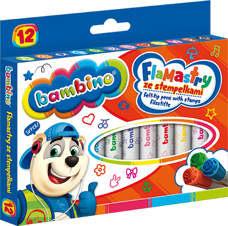 Flamastry 12 kol. BAMBINO ze stempelkami