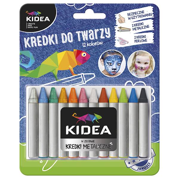 Kredki do malowania twarzy 12kol. KIDEA
