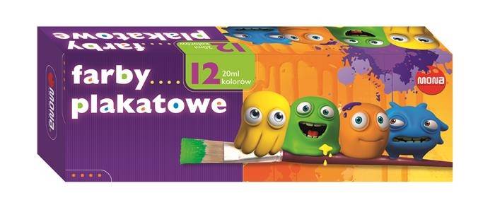 Farby plakatowe 12 kol. 20ml. MONA