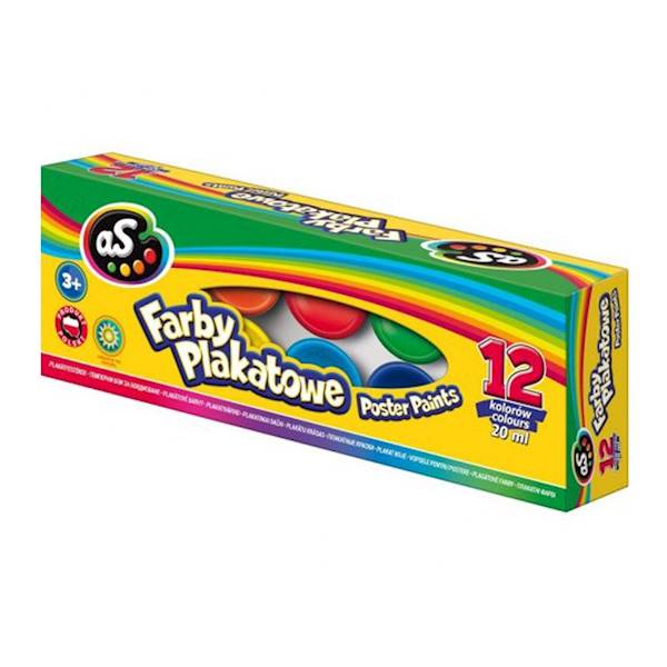 Farby plakatowe 12 kol. 20ml. AS