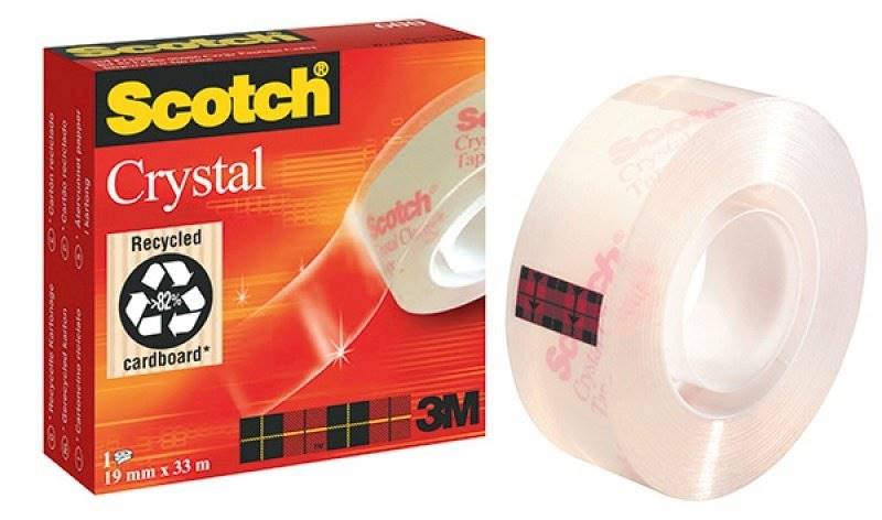 Taśma SCOTCH Crystal 600 czerwona 19x33