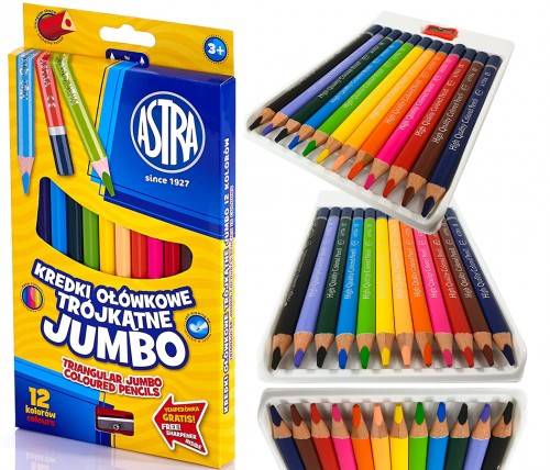 Kredki ASTRA 12 kol JUMBO Trójkątne