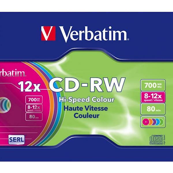 Verbatim CD-RW 700MB (1szt) color slim