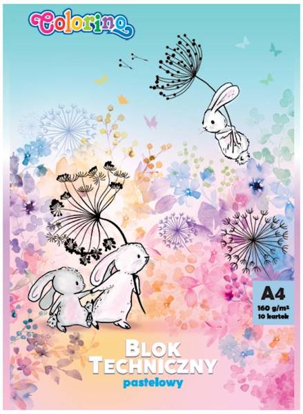 Blok techniczny A4 kolor 160g/10k pastel
