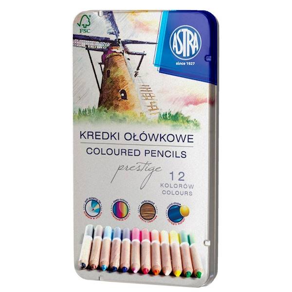 Kredki ASTRA 12 kol cedrowe  PRESTIGE 
