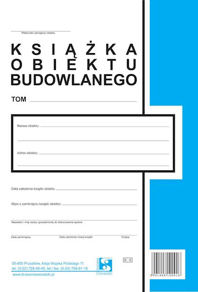 Książka obiektu budowlanego B-6