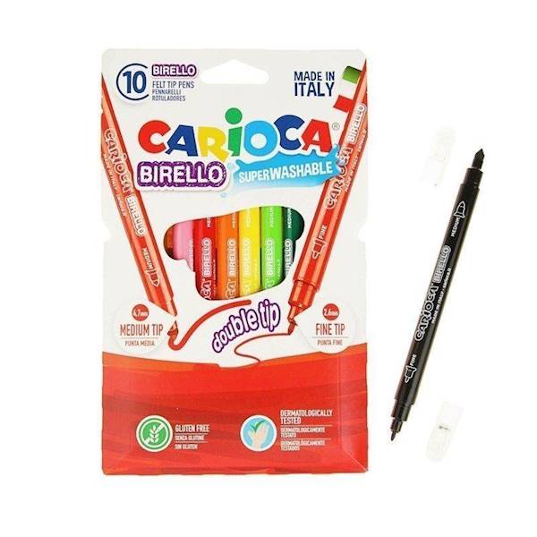 Flamastry 10 kol. Carioca Birello dwustronne 