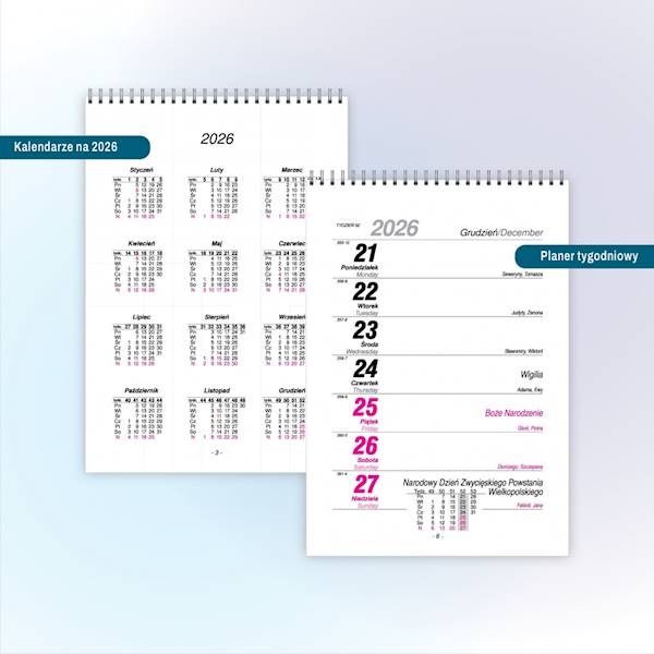 Kalendarz biurkowy pionowy