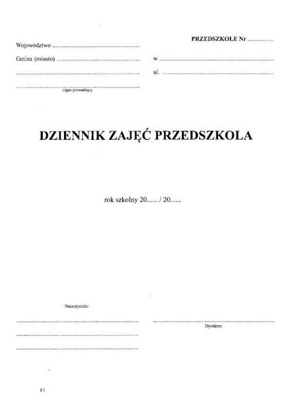 Dziennik zajęć przedszkola A4  I/1