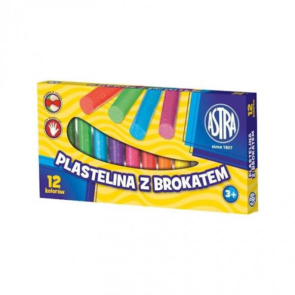 Plastelina 12 kol  ASTRA brokatowa