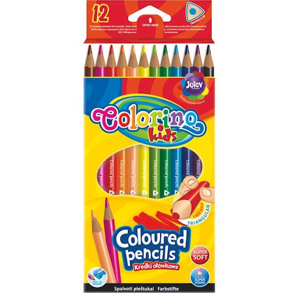Kredki 12 kol PATIO Colorino trójkątne